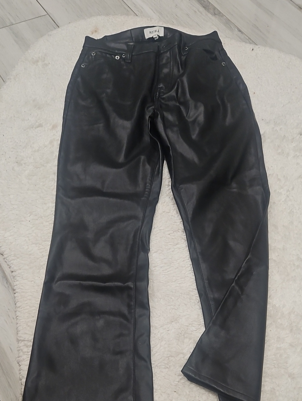 pistola Black Faux Leather Pants